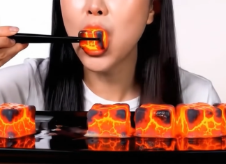 How AI ASMR is taking Over TikTok, YouTube and beyond AI ASMR screenshot of a woman eating lava sushi
