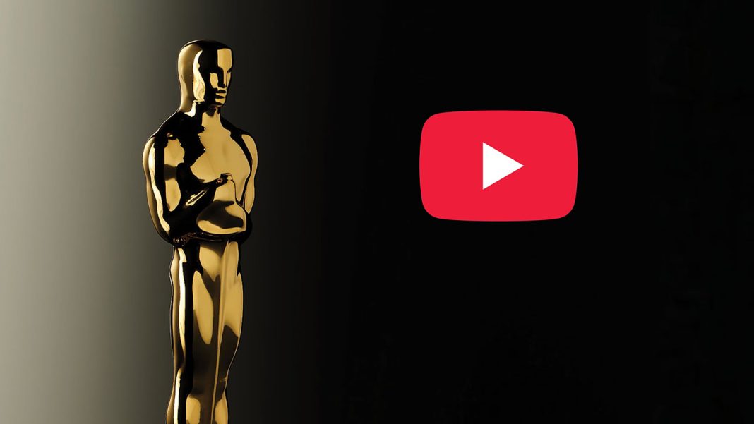 Oscars Youtube Announcement_0 A Oscar award with the YouTube logo